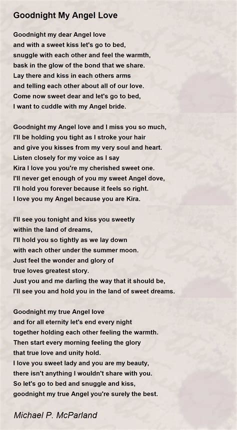 Goodnight My Angel Love Goodnight My Angel Love Poem By Michael P
