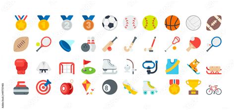 All Sport Emoticons Collection Ball Sports Emoji Icons Set All Sport