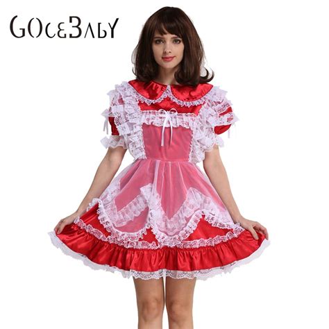 Buy Sissy Girl Red Satin Lockable Dress Forced Fem