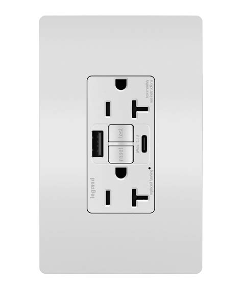 Radiant® 20a Tamper Resistant Self Test Gfci Usb Type Ac Outlet White