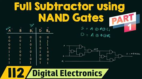 Realizing Full Subtractor Using Nand Gates Only Part 1 Youtube