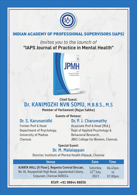 Launch Of Scientific Journal IAPS Journal Of Practice In Mental Health IAPS