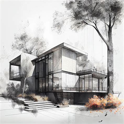 Modern House Architecture Sketch