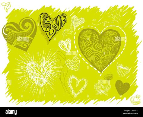 Set Of Hand Drawn Hearts Vector Stock Vector Image And Art Alamy