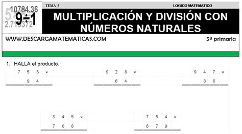 Descargar Multiplicacion Y Division De Numeros Matematica Quinto De
