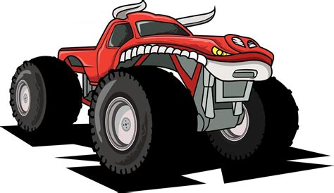 Monster Truck Vector Cartoon Vehicle Or Car And Extreme Show Transport