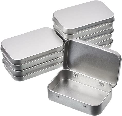 6 pack 3 75 x 2 45 x 0 8 inch tins container rectangular hinged containers small storage kit