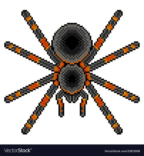 Pixel Art Tarantula Spider Detailed Isolated Vector Image