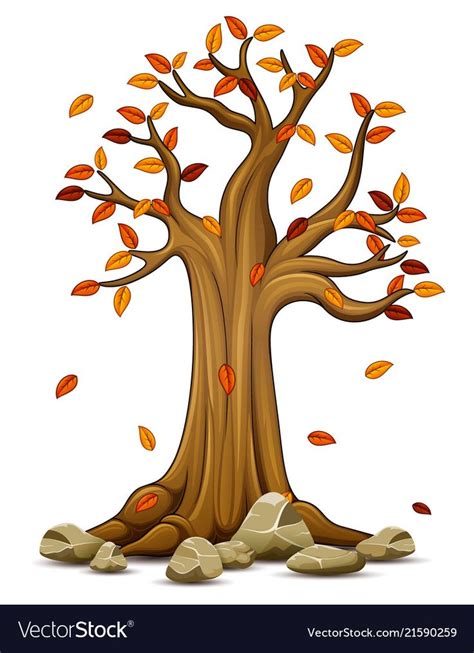 Illustratio Of Autumn Tree With Falling Leaves Download A Free Preview