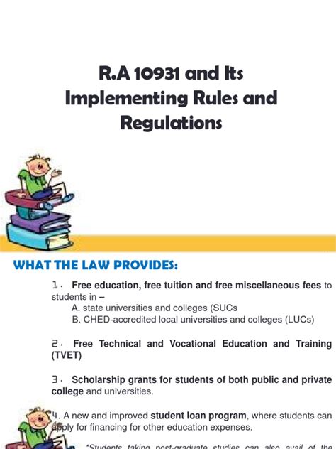 Ra 10931 And Its Irr Presentation Pdf Tuition Payments Vocational
