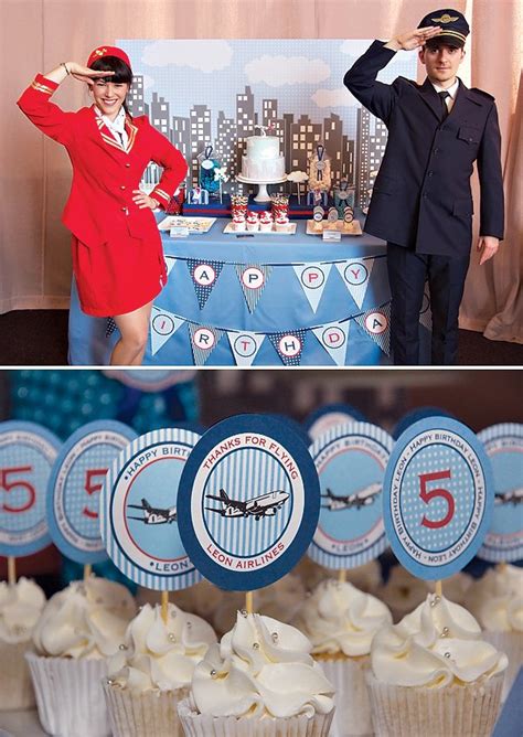 Airplane themed birthday party decorations. Vintage Blue & Red Airplane Birthday Party // Hostess with ...