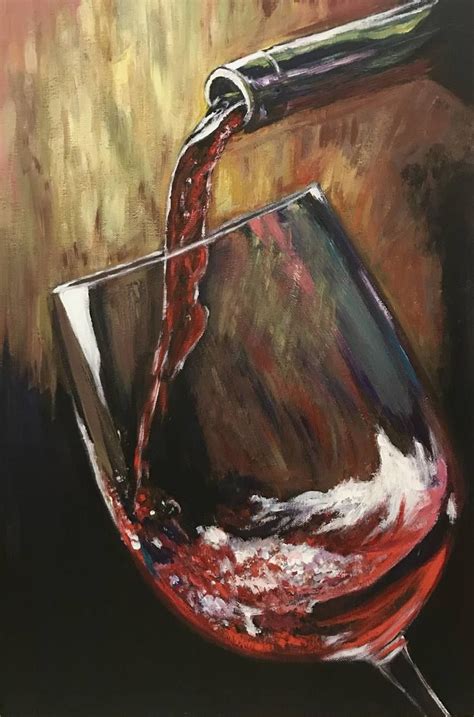 Glass Of Wine Painting By Elena Franko Khimenes Wine Painting Wine
