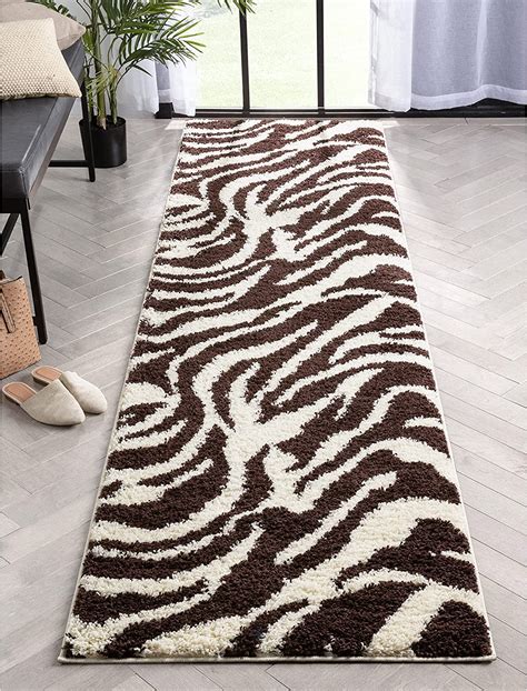 Well Woven Madison Shag Safari Zeibra Brown Animal Print