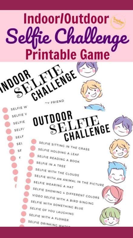 Selfie Challenge Printable Game Pinterest