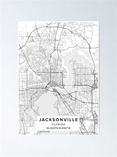 Jacksonville Fl Map Poster By Kara515 Redbubble