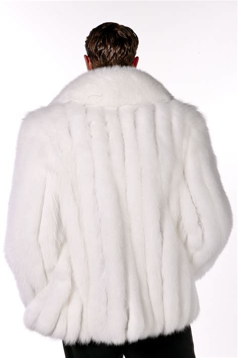 Mens White Fox Jacket Shawl Collar Madison Avenue Mall Furs