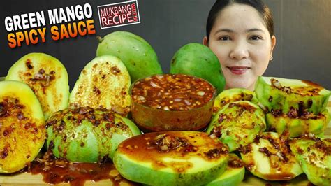 Green Mango Sour Mango Mukbang Spicy Sauce Recipe Youtube