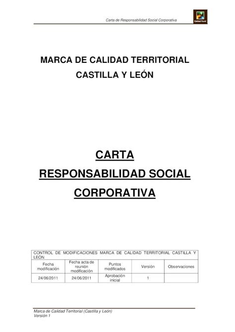 Pdf Carta Responsabilidad Social Corporativa Rsc · Carta De