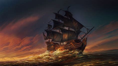 2560x1440 Sails Ship In Ocean 1440p Resolution Wallpaper Hd Fantasy 4k