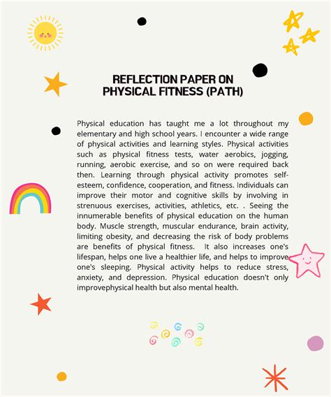 Reflection Paper On Physical Fitness Pathfith Physical Education Has