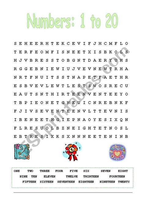 Printable Number Word Search Cool2bkids Numbers 1 10