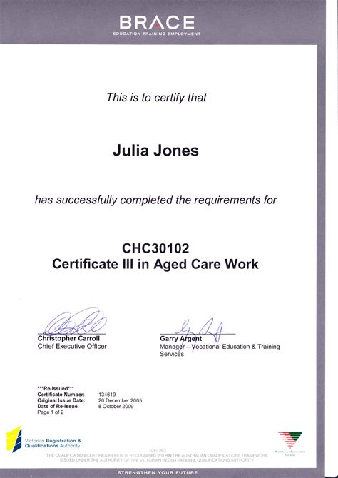 Certificate 3 In Aged Care Certificates Templates Free