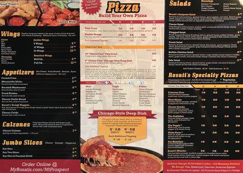 Rosatis Pizza Menu Scanned Menu With Prices