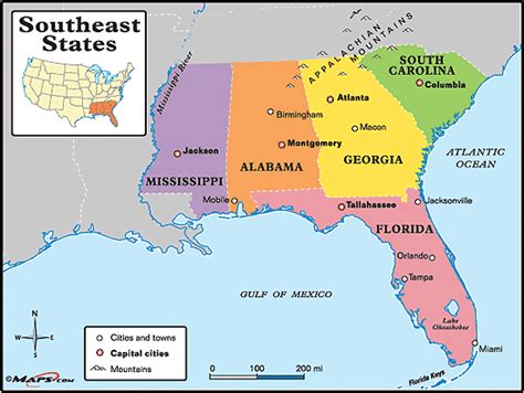Southeastern States Map By From Worlds Largest