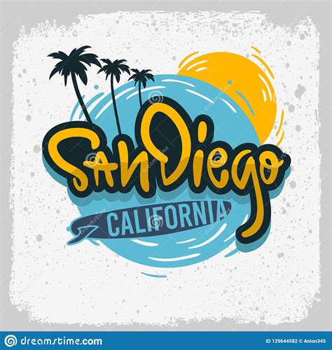 San Diego California Surfing Surf Design Hand Drawn Lettering Type Logo