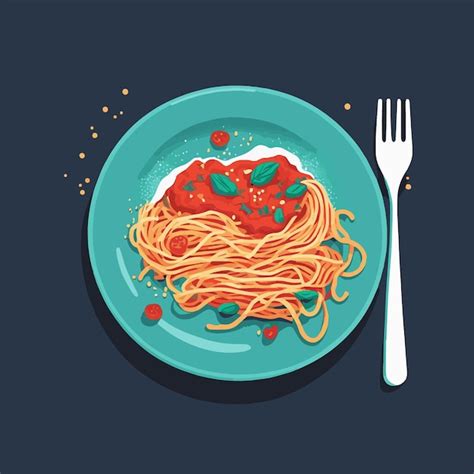 Premium Vector Spaghetti Bolognese Italian Food On Plate Vector
