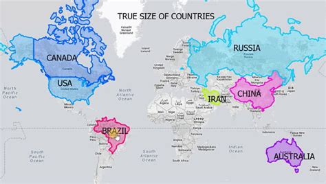 Actual Size Map Of World Map