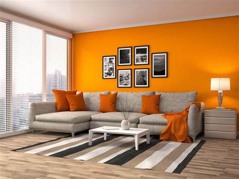 Living Room With Orange Sofa Ladywinewhiners