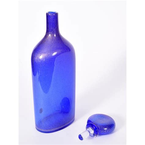 Cobalt Blue Murano Glass With Gold Flecks Decanter Chairish