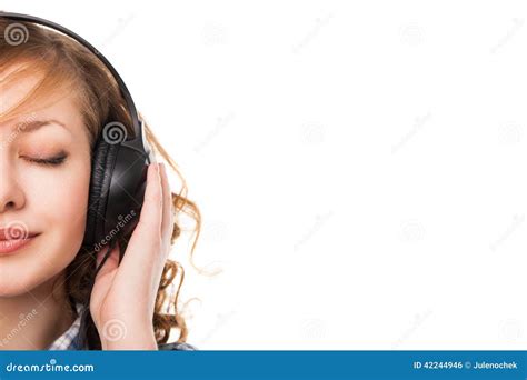 Woman With Headphones Listening Music Stock Photo Image Of Beauty