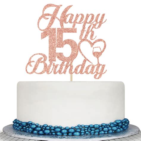 Buy Happy 15th Birthday Cake Topper 15th Cake Decorations Cheers To