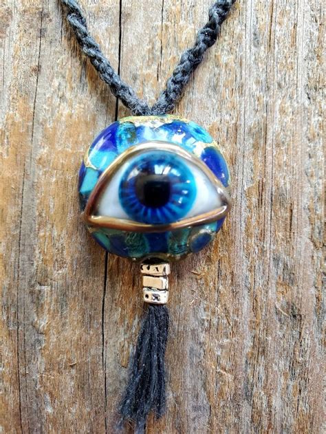 Hand Painted Glass Eyeball On A Handmade Macrame Cord Glass Eyeballs Jewels Macrame Cord