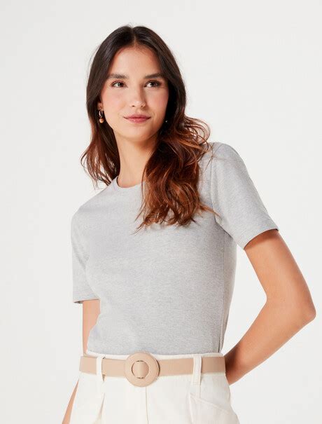 Camiseta BÁsica Femenina De AlgodÓn Con Elastano Gris — Hering