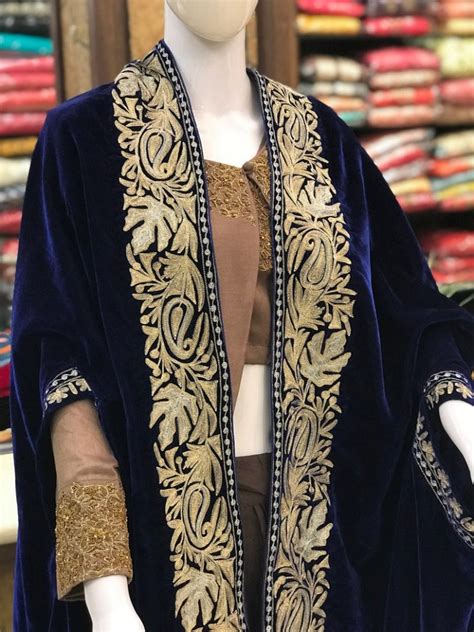 Velvet Cape Shawl With Zari Embroidery Chinar Paisley Vine Angad Creations