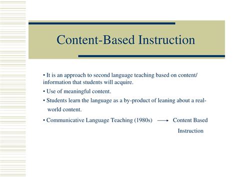 Ppt Content Based Instruction Powerpoint Presentation Free Download