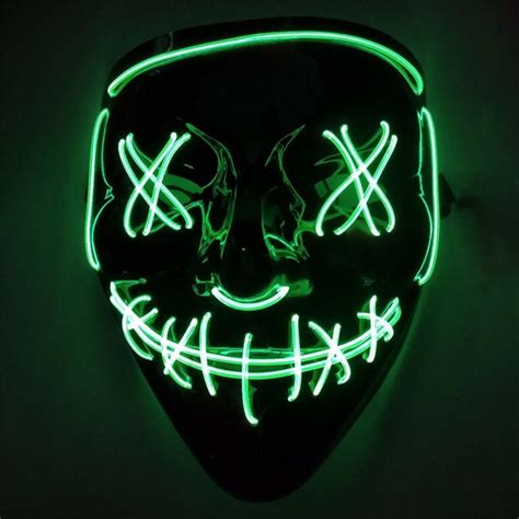 Purge Mask Led Halloween Costume Light Up Party Cosplay Fathers Rave