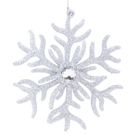 Orn Silver Coral Snowflake 5 Wgltr And Jewel Christmas Forever