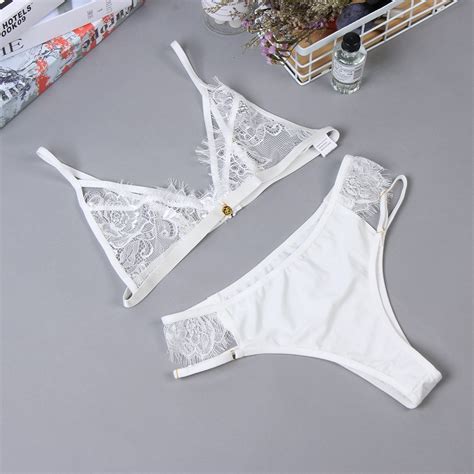 Buy 2019 New Sexy Lingerie Womens Underwear Bra Set White Hollow Out Lace