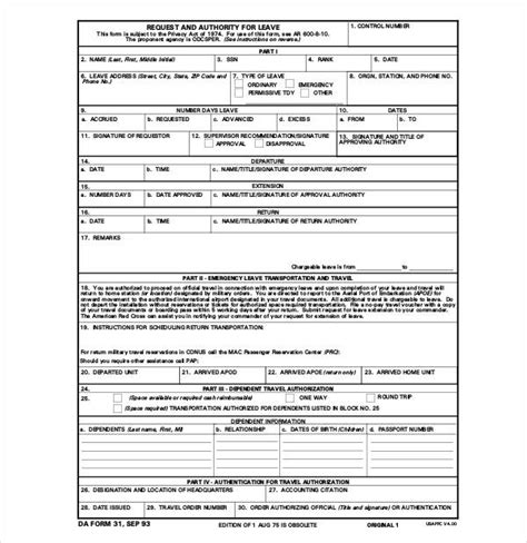 Army Leave Form Sample Master Of Template Document