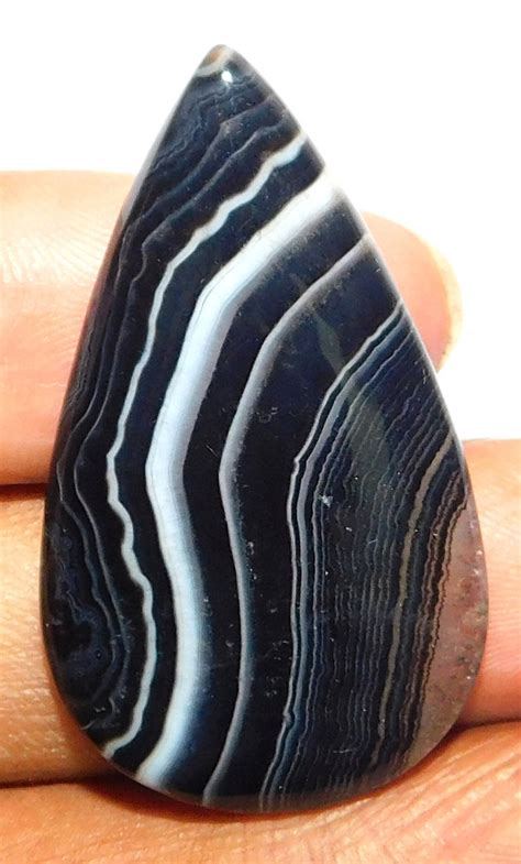 Banded Black Onyx Cabochon Natural Gemstone Wholesale Pear Etsy