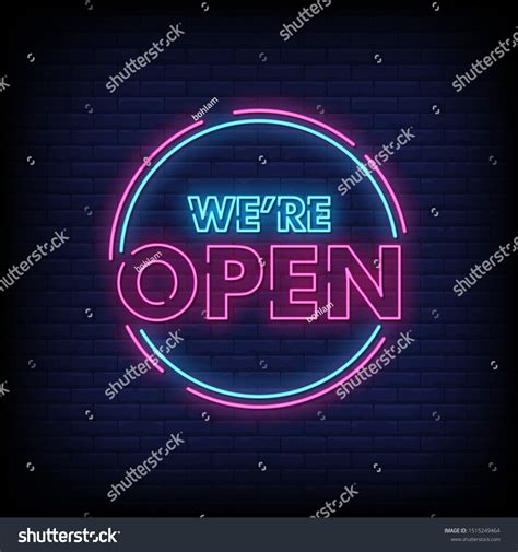 We Open Neon Signs Style Text Stock Vector Royalty Free 1515249464