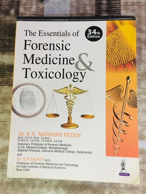 Second Hand Essentials Of Forensic Medicine And Toxicology By Reddy