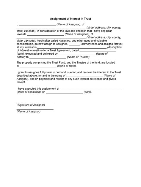 Assignment Of Interest In Trust Form Fill Out And Sign Printable Pdf