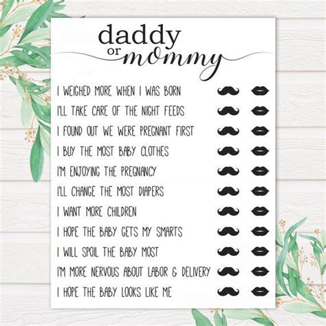 Daddy Or Mommy Who Said It Who Said It Mom Or Dad Game Etsy Uk Baby