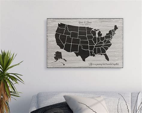 Us Map Home Wall Decor United States Wall Art Wooden Map Etsy