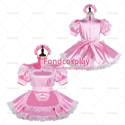 Fashion Sissy Maid Satin Dress Uniform Dress Cosplay Costume Tailor Made Costume Reenactment